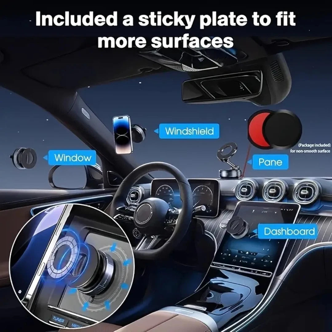 Strong Magnetic Phone Holder For Car 360° Rotation Foldable Phone Mount Bracket