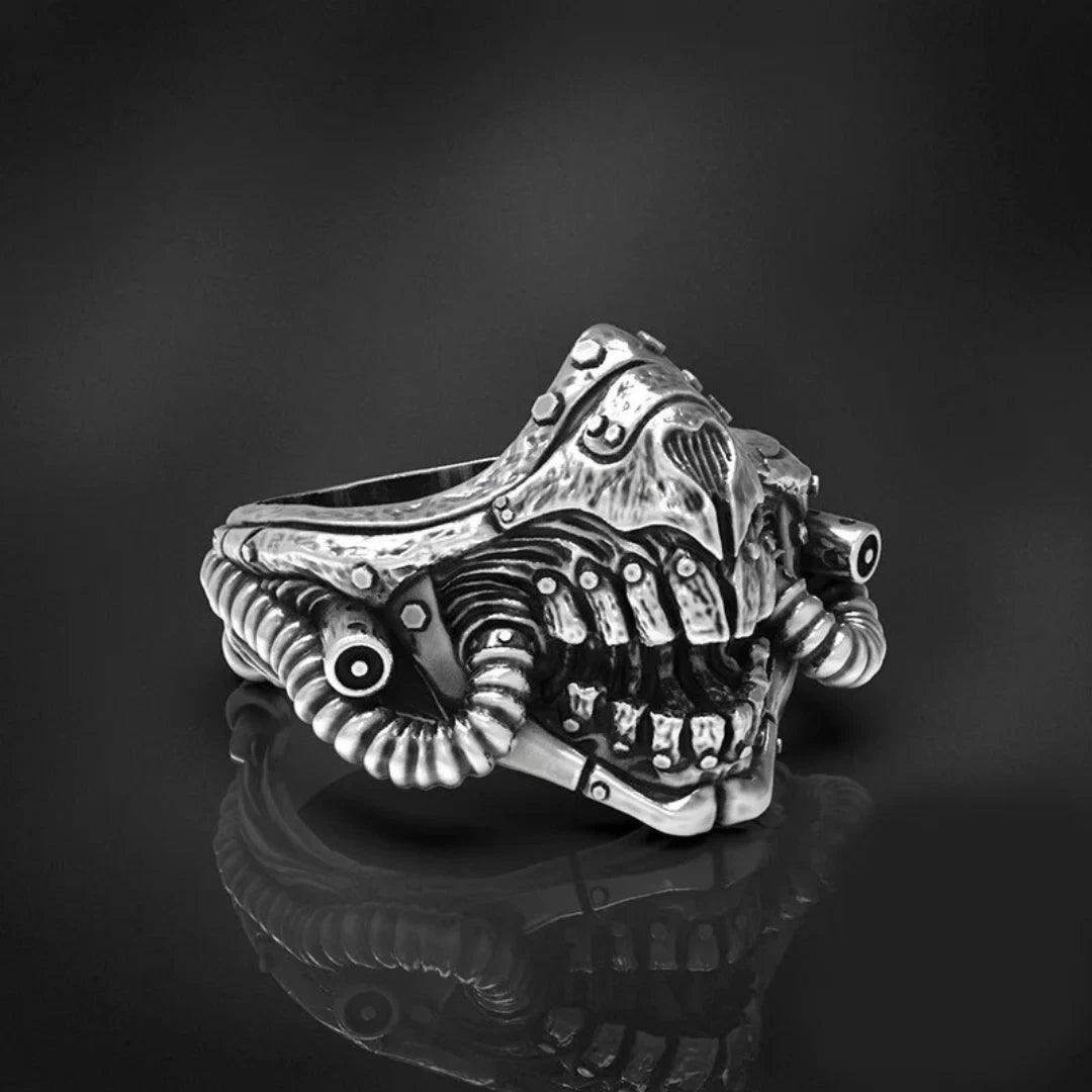 Adjustable Retro Punk Rock Mad Max Mask Rings for Men Women, Biker Skeleton Ring