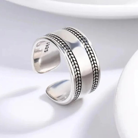 Chunky Silver Thumb Ring, Adjustable open Boho Ring, Unisex Statement Thumb Ring