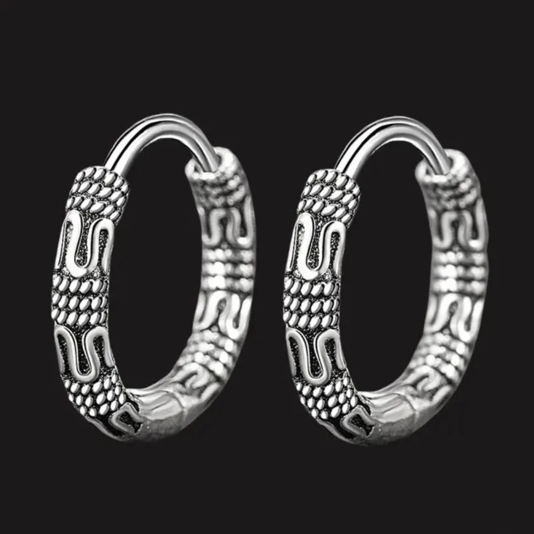 Women Men Silver Celtic Creoles Gothic Celtic Huggie Hoop Earrings