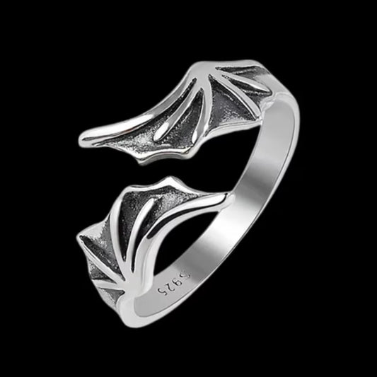 Silver Vintage Vampire Devil Ring, Sterling Silver Demon Bat Wing Ring