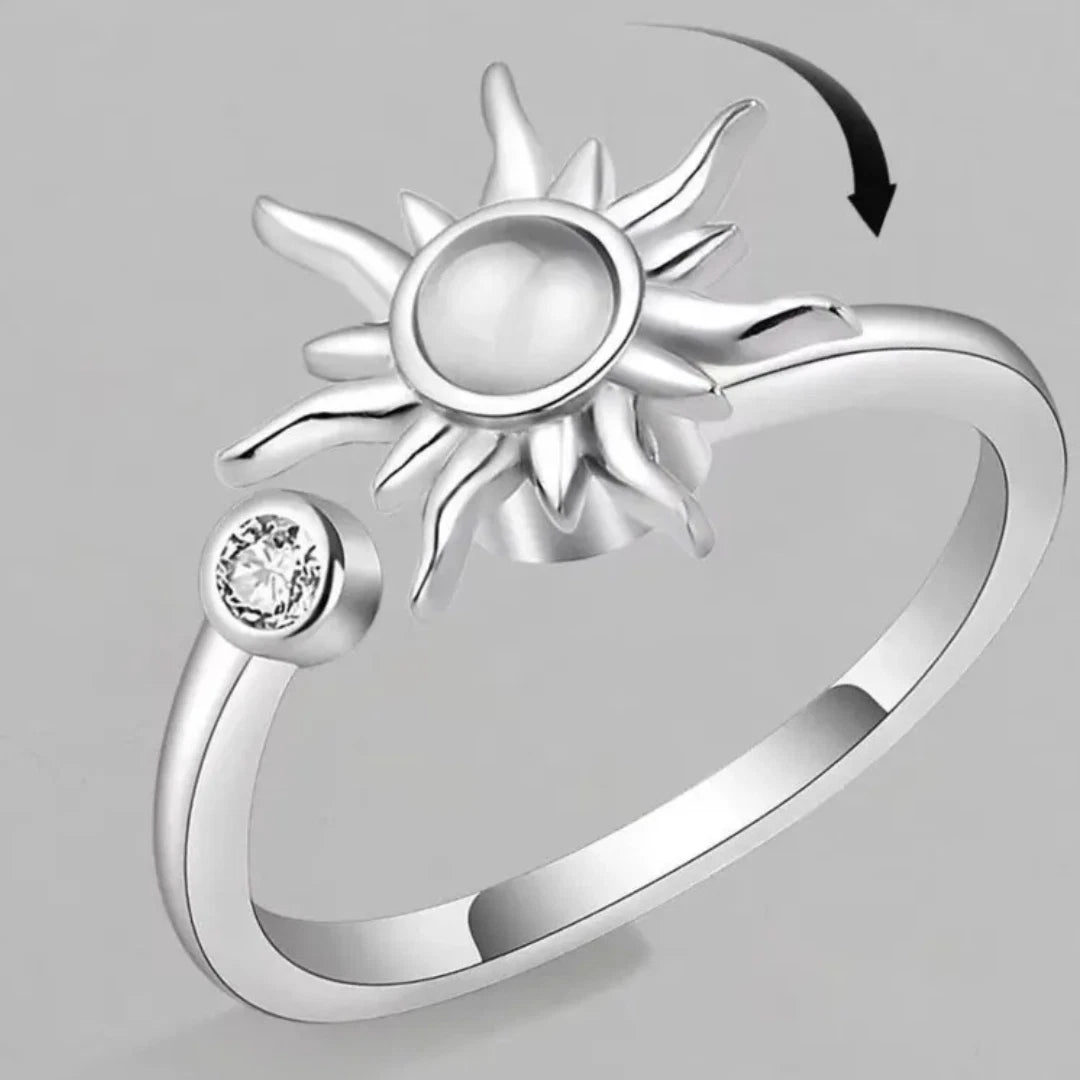 Sun Anxiety Ring, Sun Fidget Spinner Ring, Women Anxiety Rings Sterling Silver