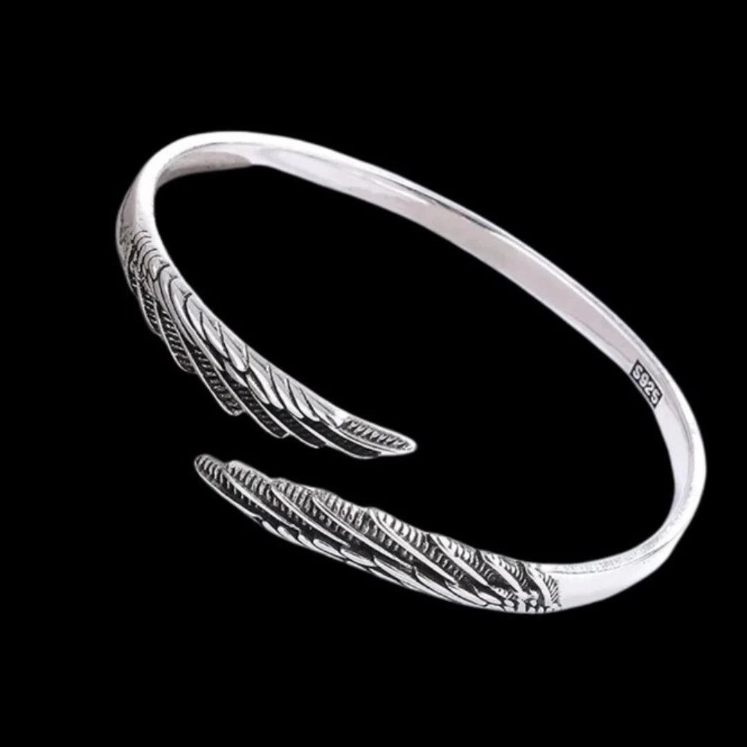 Sterling silver Adjustable Angel Wing bracelet for women, angel wings Bangle