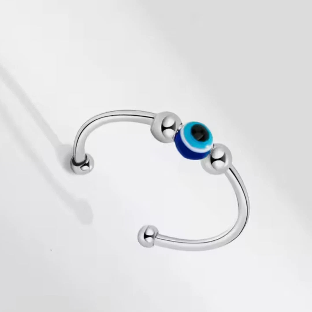 Anti Anxiety Evil Eye Ring Bead Spinner Ring Rotate Fidget Stress Relief Ring