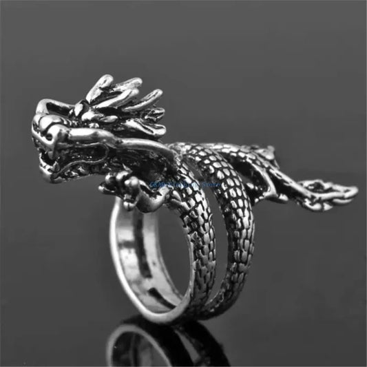 Vintage Dragon Adjustable Ring For Women/Men,Chunky Dragon, Boho,Gothic Men Ring