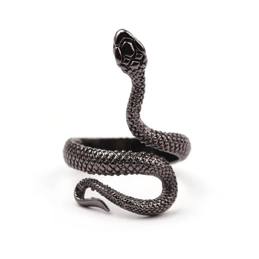 Adjustable Black Snake Ring Punk, Vintage Black Snake Gothic Punk Unisex Ring