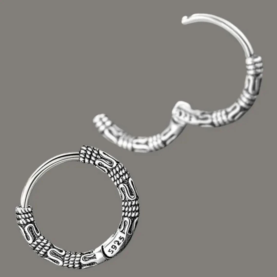 Women Men Silver Celtic Creoles Gothic Celtic Huggie Hoop Earrings