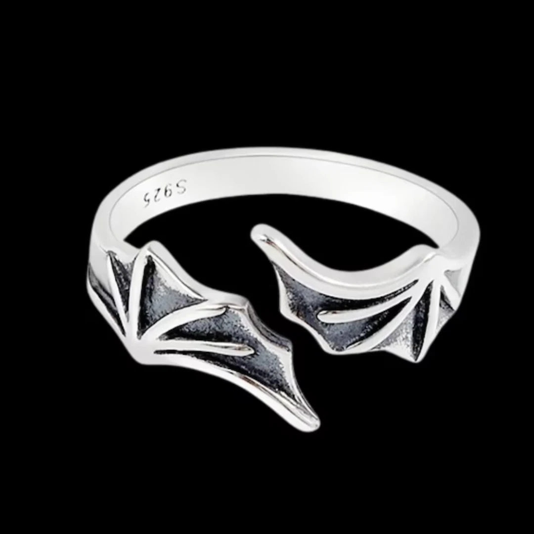 Silver Vintage Vampire Devil Ring, Sterling Silver Demon Bat Wing Ring