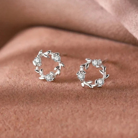 Shiny Zirconia Flower Stud Earrings for Women Light Luxury Elegant Jewelry