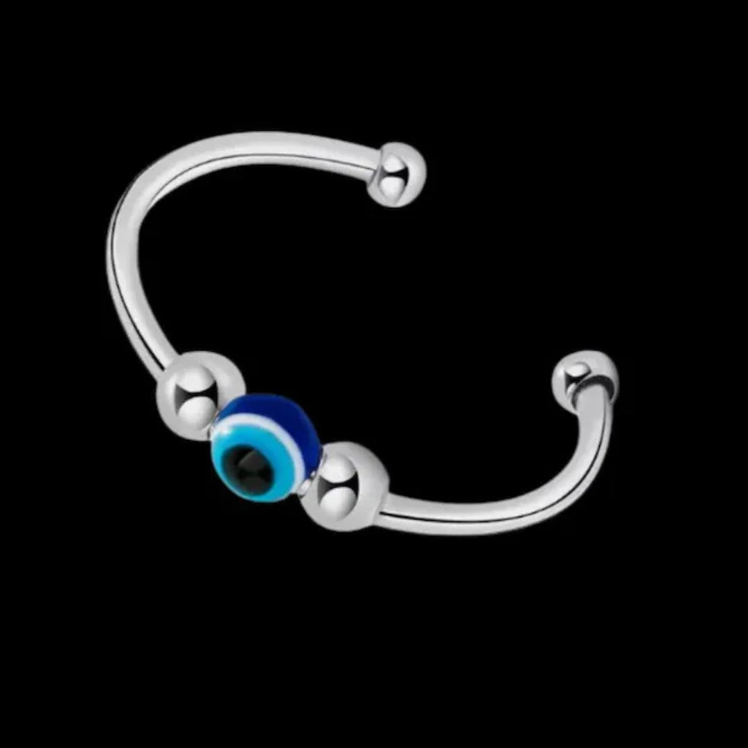 Anti Anxiety Evil Eye Ring Bead Spinner Ring Rotate Fidget Stress Relief Ring