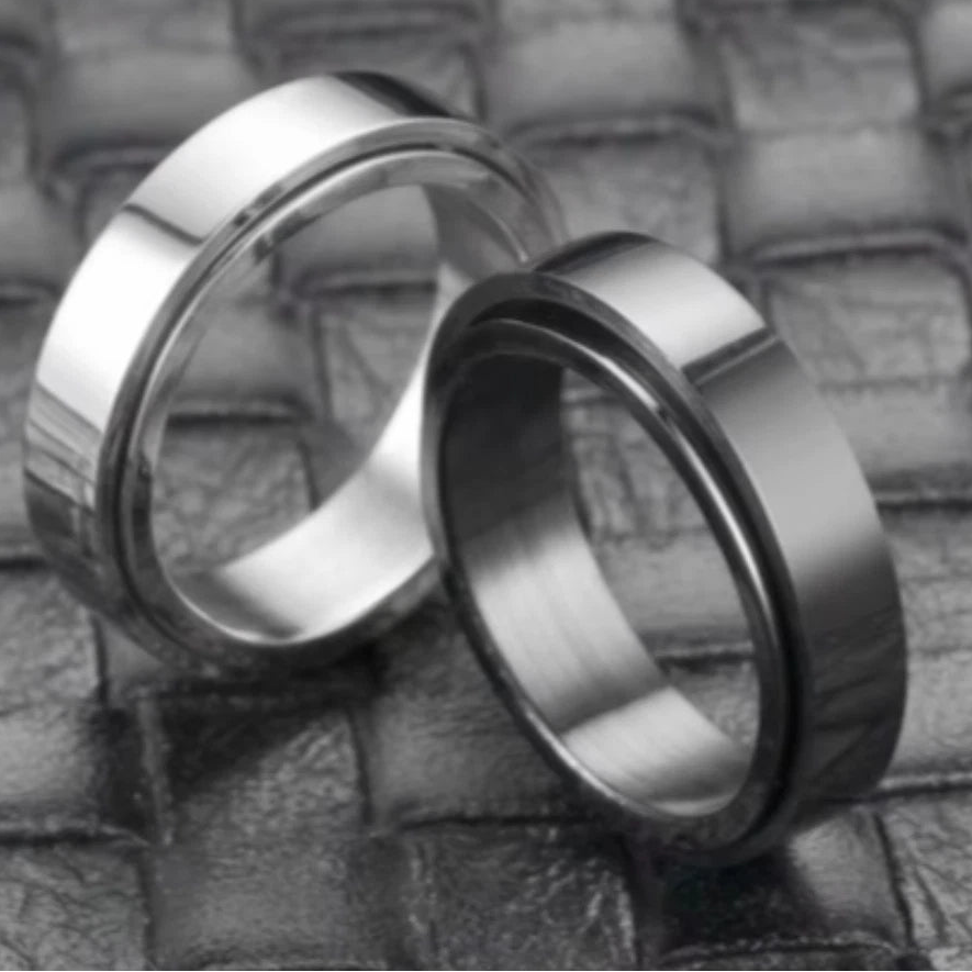 Anti-anxiety Spinner Fidget Rotating Rings Men Women Band Stainless Steel Rings