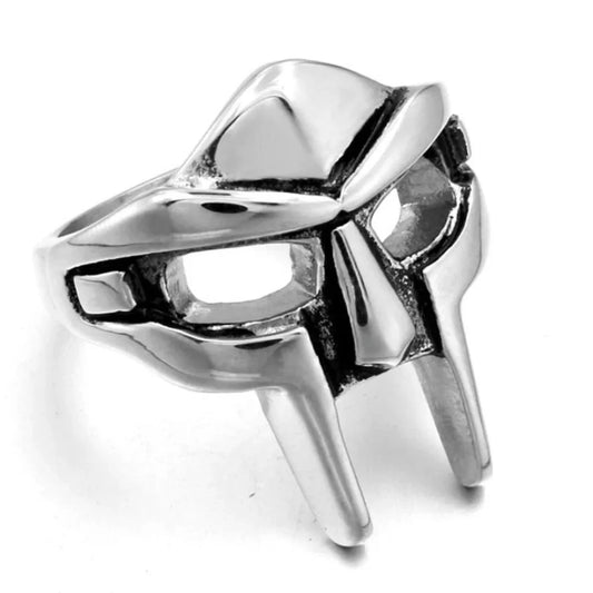 Vintage Goth MF Doom Mask Adjustable Ring for Men, Gladiator Style Punk Ring