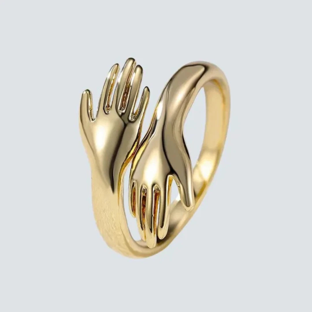 Adjustable Silver Love Hug Ring Band Open Finger Fully Jewellery