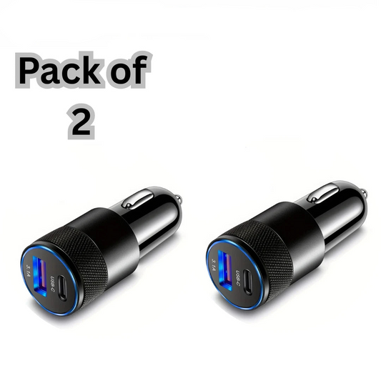 Fast Car Charger 2 USB Port Type C Universal Socket Adapter For iPhone, 2 Pack