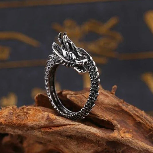Dragon Adjustable Rings for Men/Women, Retro Dragon Gothic, Antique Dragon Ring