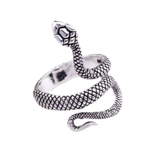 Adjustable Vintage Silver Snake Ring, Punk Ring, Gothic Snake, Retro Snake Ring