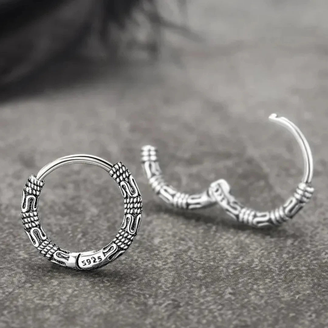 Women Men Silver Celtic Creoles Gothic Celtic Huggie Hoop Earrings