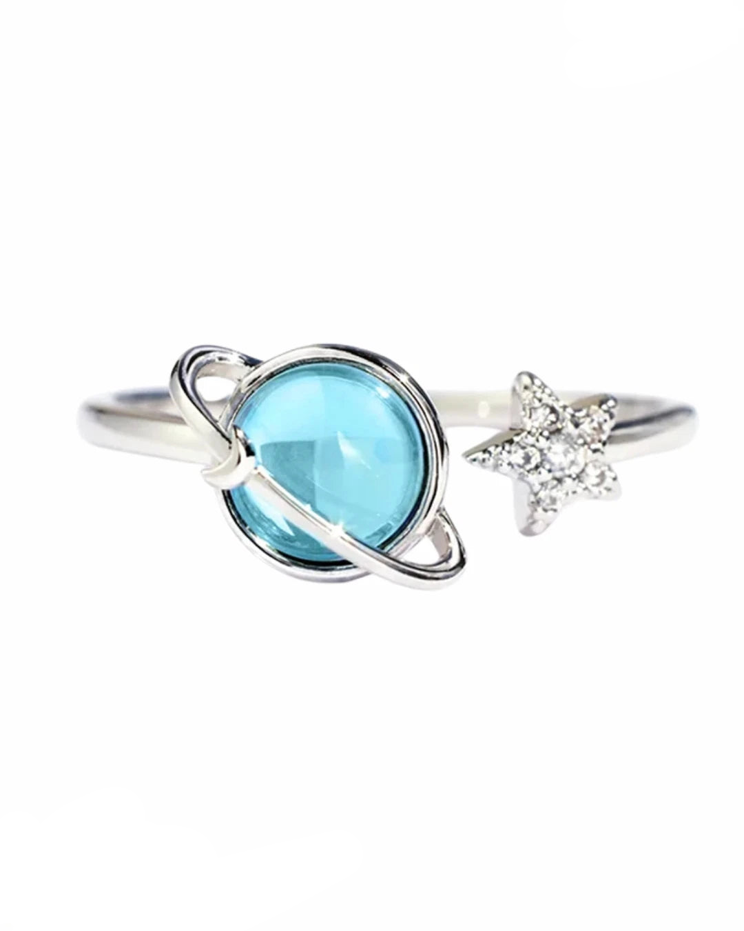 To My Daughter Fidget Ring Anxiety Ring for Girls Blue Star Moon Moonstone Ring