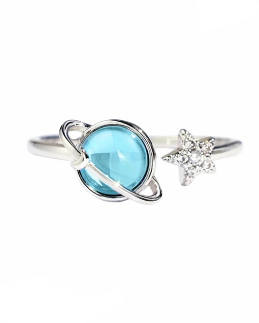 To My Daughter Fidget Ring Anxiety Ring for Girls Blue Star Moon Moonstone Ring