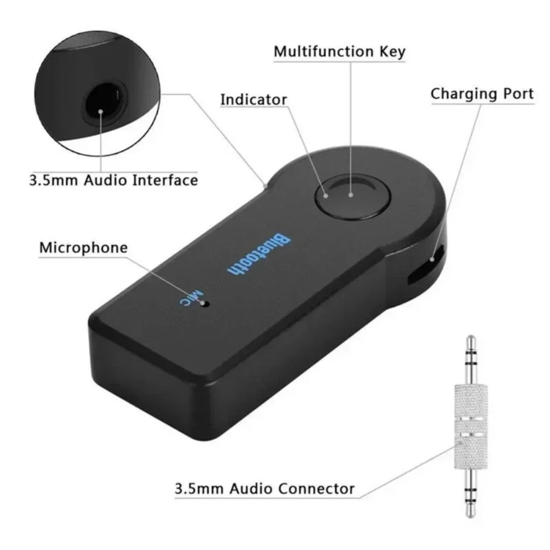 Bluetooth Receiver AUX Adapter 3.5mm Jack Phone Audio Car Radio with Mic