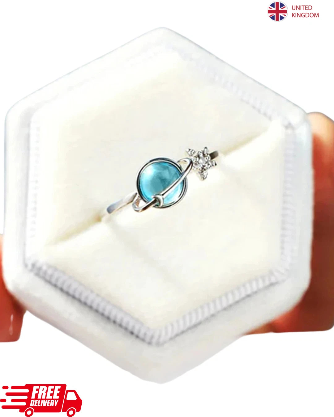 To My Daughter Fidget Ring Anxiety Ring for Girls Blue Star Moon Moonstone Ring