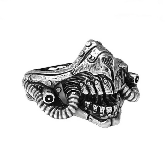 Adjustable Retro Punk Rock Mad Max Mask Rings for Men Women, Biker Skeleton Ring