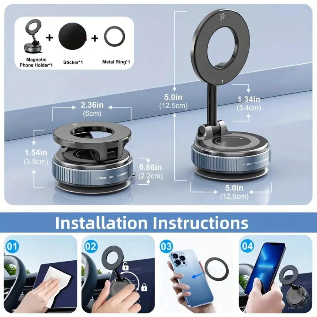 Strong Magnetic Phone Holder For Car 360° Rotation Foldable Phone Mount Bracket