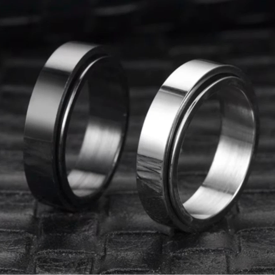 Anti-anxiety Spinner Fidget Rotating Rings Men Women Band Stainless Steel Rings