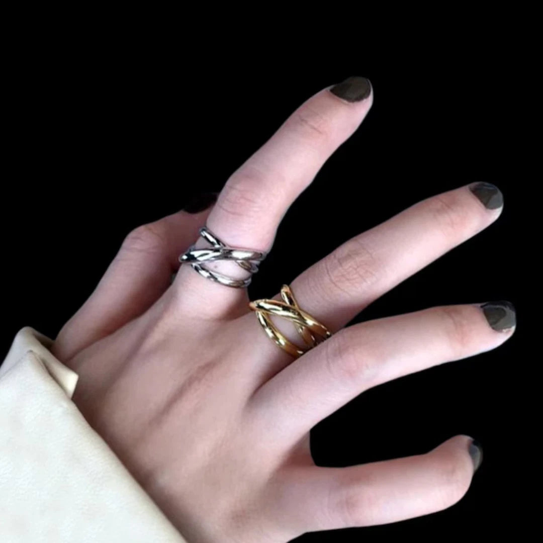 Silver Thick Abstract Matching Ring, Boho Chic Wrap Thumb Ring For Women