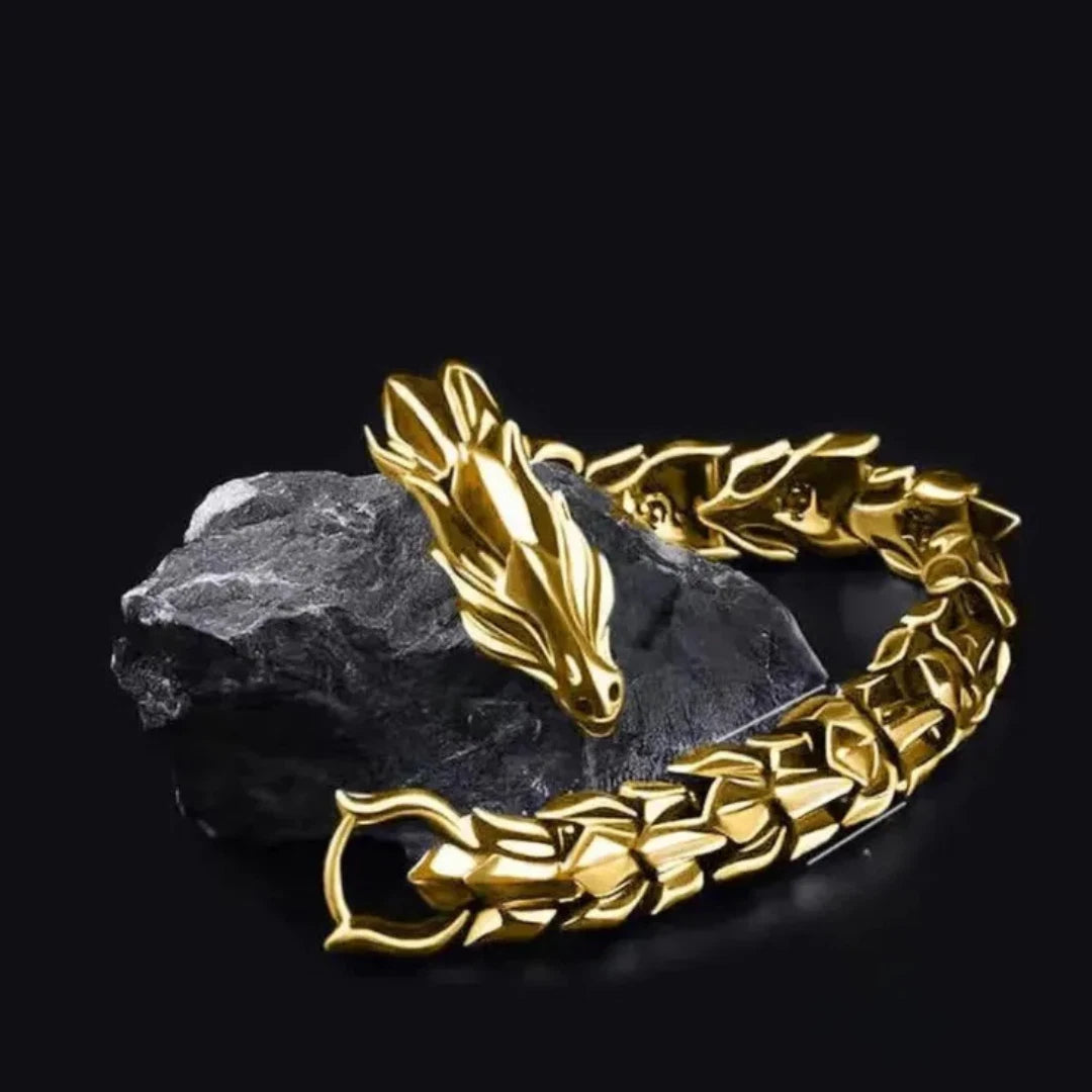 Men's Stainless Steel Dragon Head Viking Biker Heavy Clasp Cuff Bangle Bracelet