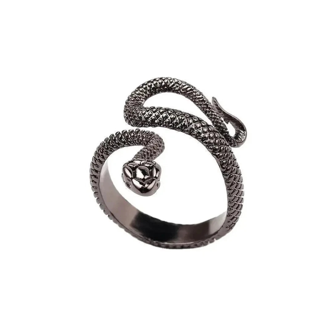 Adjustable Black Snake Ring Punk, Vintage Black Snake Gothic Punk Unisex Ring