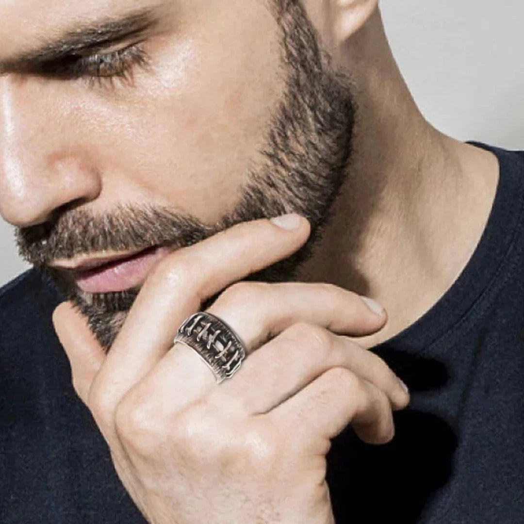 Vintage Gothic Cracks Patched Ring, Adjustable Punk Style Band Unisex Ring